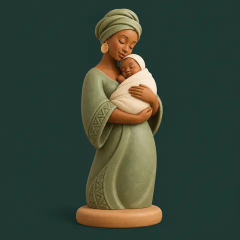 Illustration d’une mère tenant son bébé dans les bras.